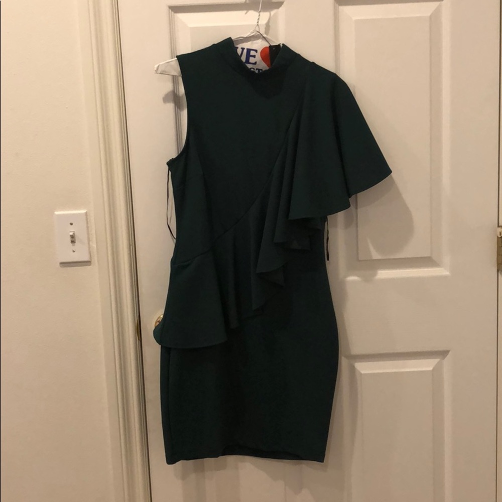 Hunter Green Dress with Ruffle Detail